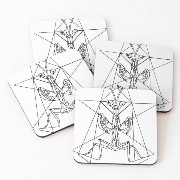 Item preview, White praying mantis geometric design designed and sold by Emily Patterson.