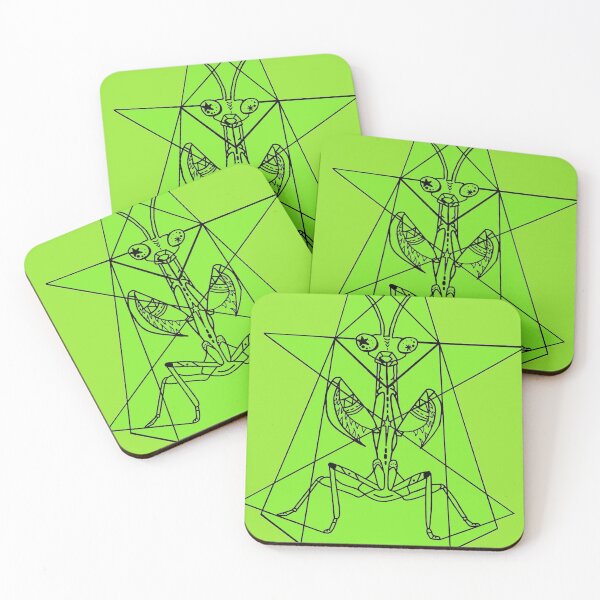 Item preview, green praying mantis geometric design designed and sold by Emily Patterson.