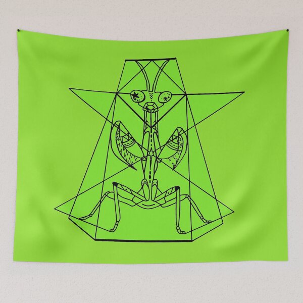 Item preview, green praying mantis geometric design designed and sold by Emily Patterson.