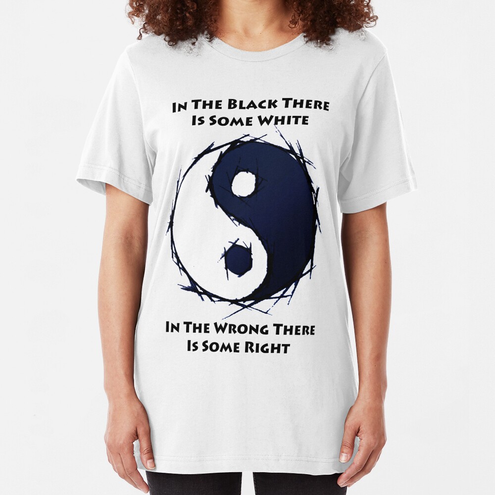 Black White Wrong Right Slim Fit T-Shirt