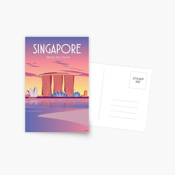 Singapore Travel poster, Marina bay sands Postcard