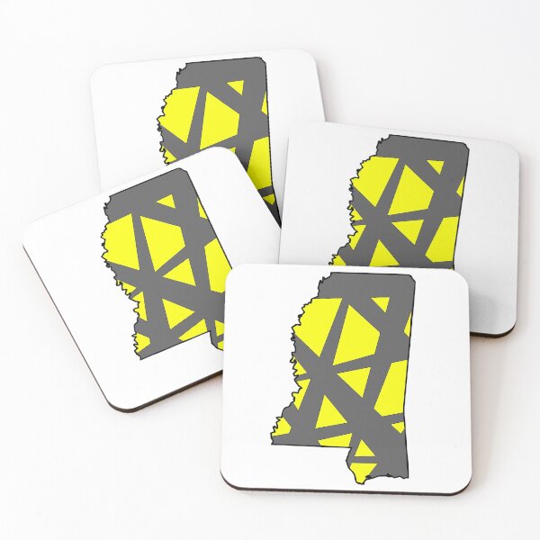 Item preview, Mississippi State Map Yellow and Gray Geometric Pattern designed and sold by lukaskugler.
