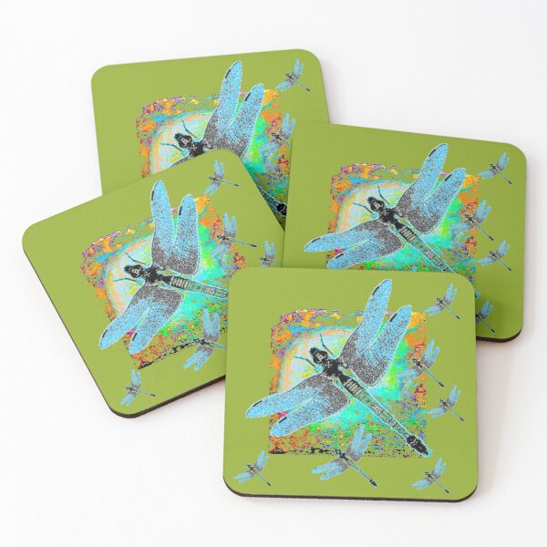 Item preview,  BLUE DRAGONFLIES MODERN ART AVOCADO GREEN  ABSTRACT, designed and sold by sharlesart.