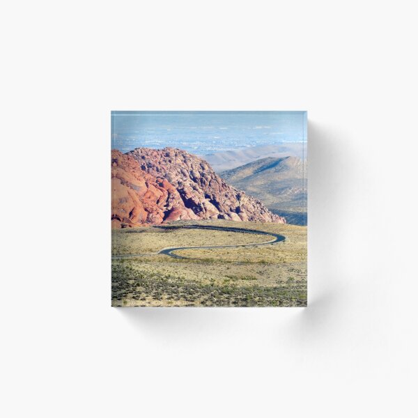 Curvy Road in the Nevada desert Acrylic Block