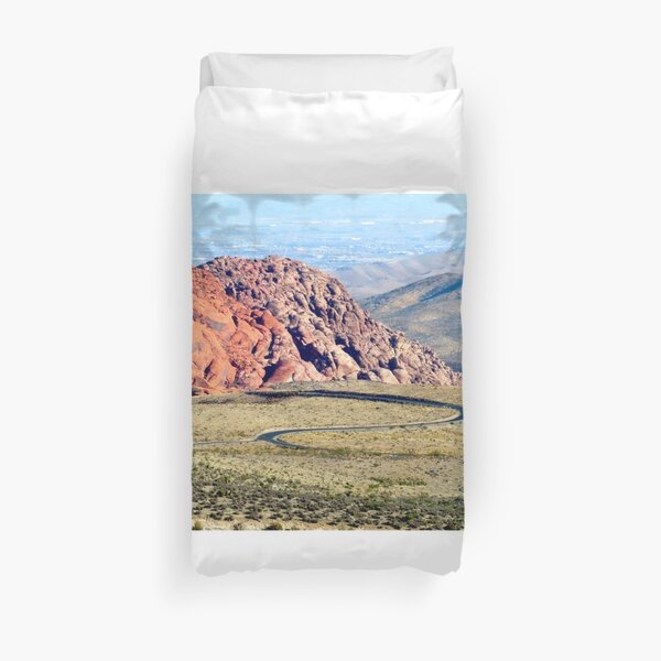 Curvy Road in the Nevada desert Duvet Cover