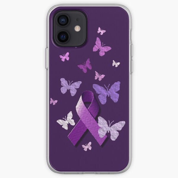 Purple Awareness Ribbon with Butterflies iPhone Soft Case