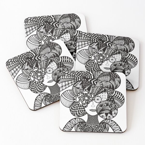 Item preview, Zentangle Cyborg-lady design designed and sold by irinabbota.