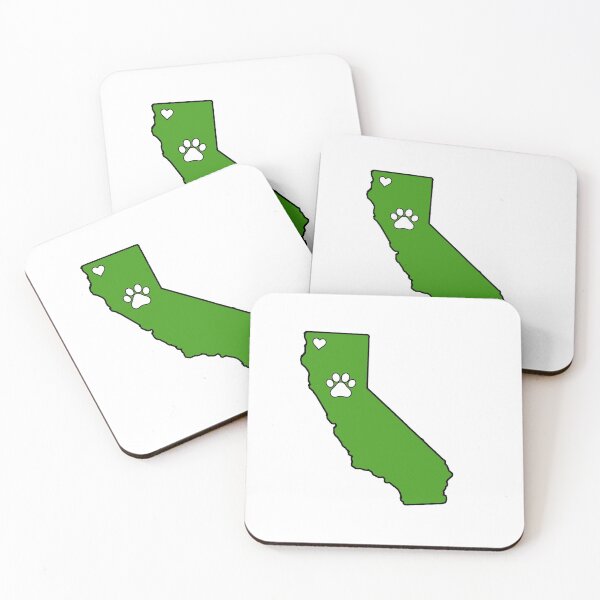 Item preview, California State Outline with Pawprint + Heart- Green designed and sold by savebeesplease.