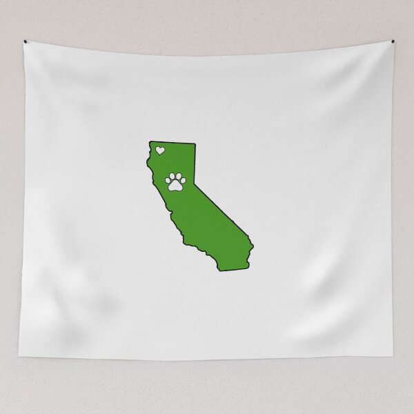 Item preview, California State Outline with Pawprint + Heart- Green designed and sold by savebeesplease.