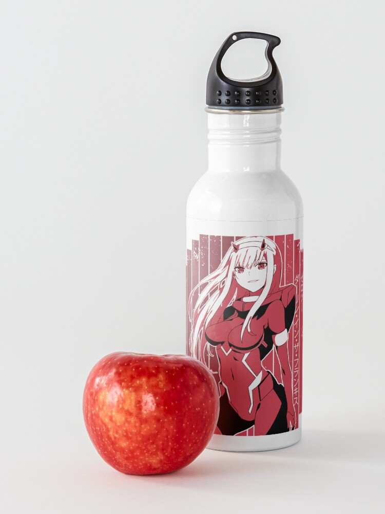 Alternate view of Zero Two Red | Darling in the Franxx Anime Shirt Water Bottle