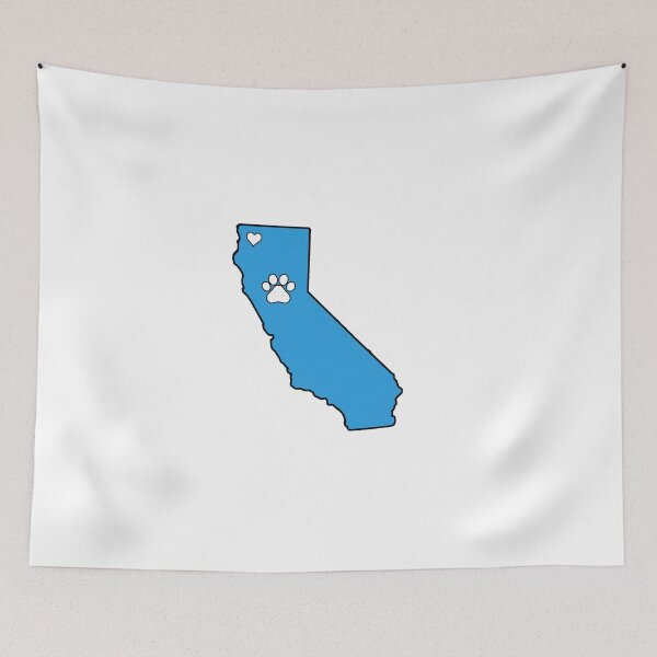 Item preview, California State Outline with Pawprint + Heart- Blue designed and sold by savebeesplease.