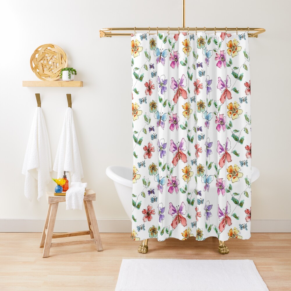 Butterflies + Flowers = Butterflowers Shower Curtain