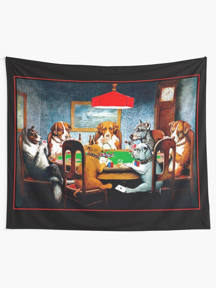 Alternate view of DOGS PLAYING POKER : Vintage C M Coolidge Print Tapestry