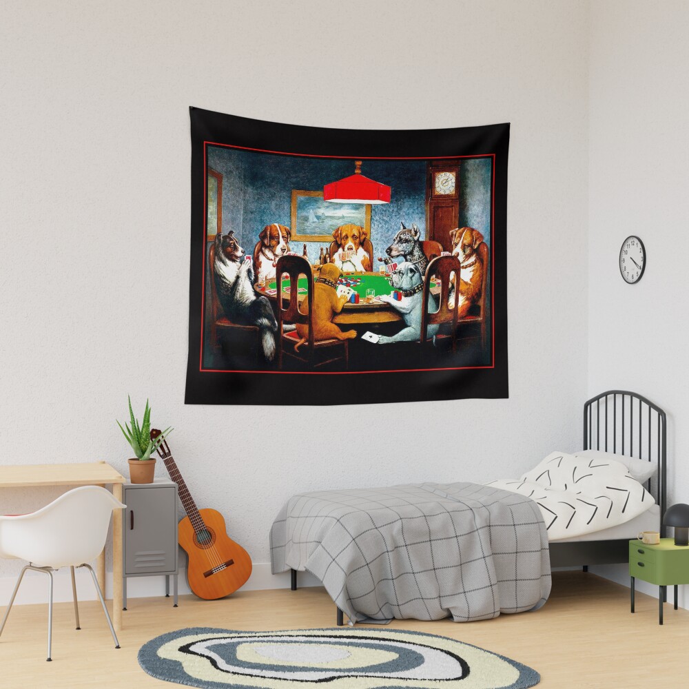 DOGS PLAYING POKER : Vintage C M Coolidge Print Tapestry