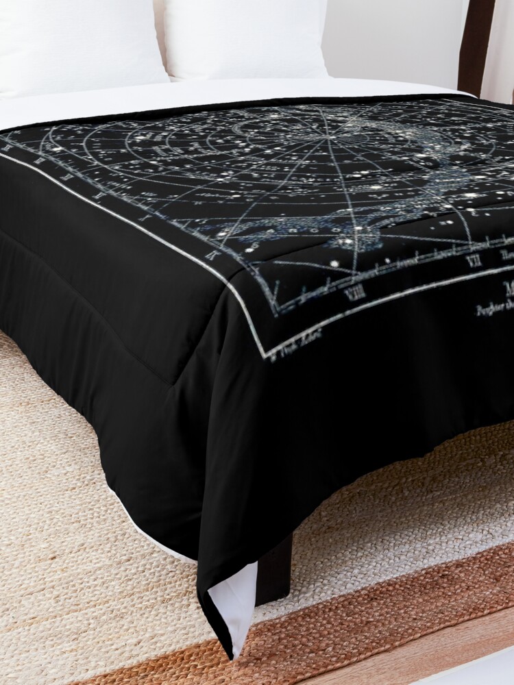 Alternate view of STAR CONSTELLATIONS : Vintage 1900 Galaxy Chart Map Comforter