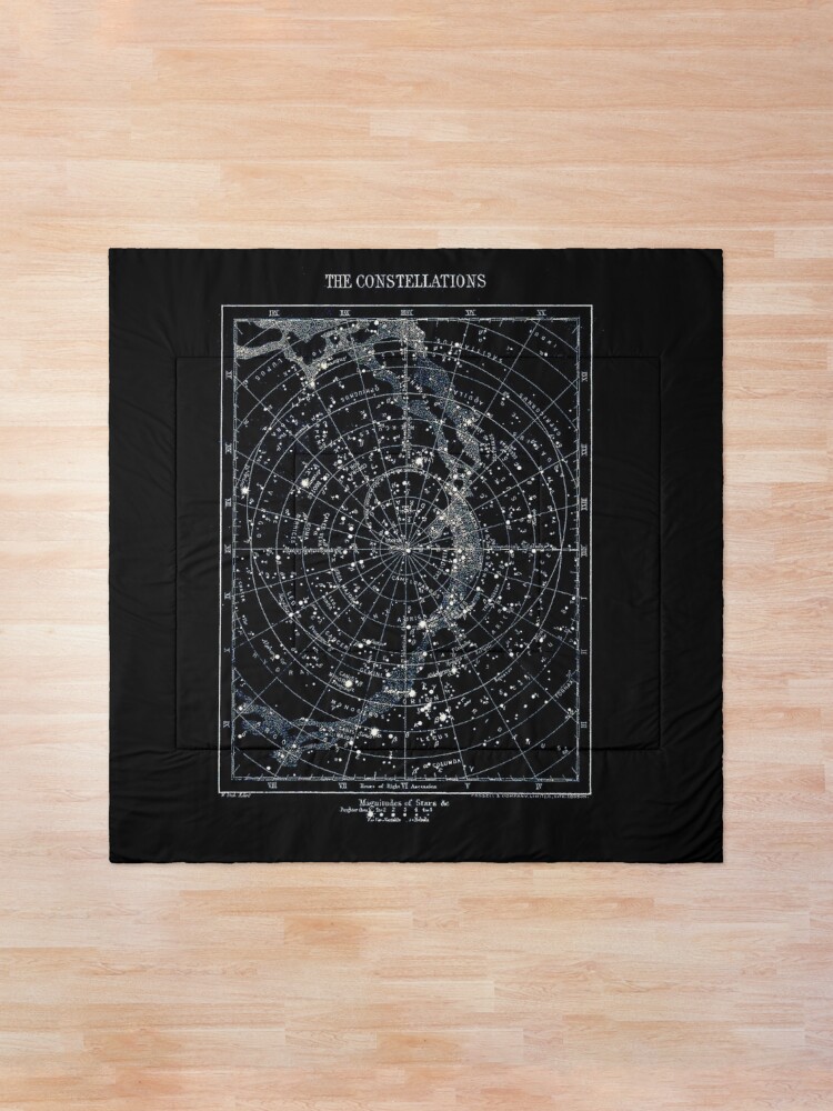 Alternate view of STAR CONSTELLATIONS : Vintage 1900 Galaxy Chart Map Comforter