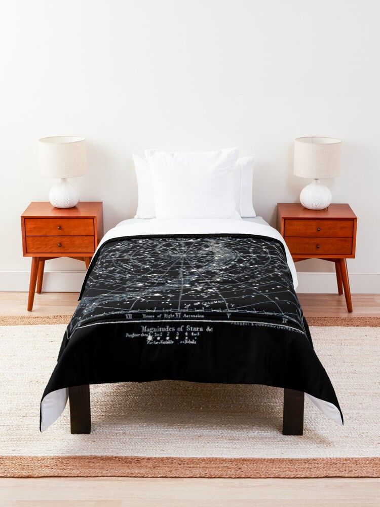 Alternate view of STAR CONSTELLATIONS : Vintage 1900 Galaxy Chart Map Comforter