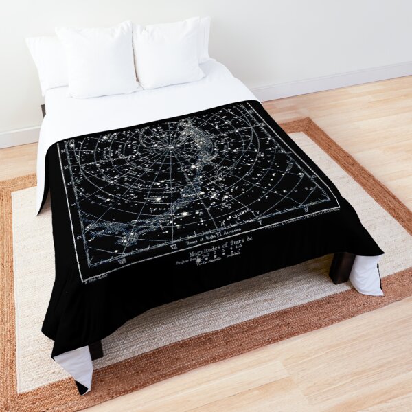 STAR CONSTELLATIONS : Vintage 1900 Galaxy Chart Map Comforter