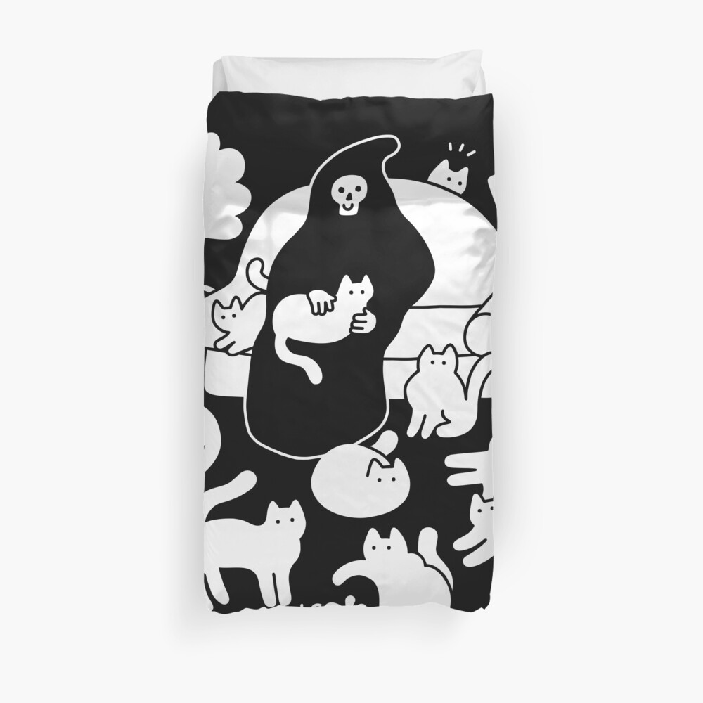 Death And His Cats Duvet Cover
