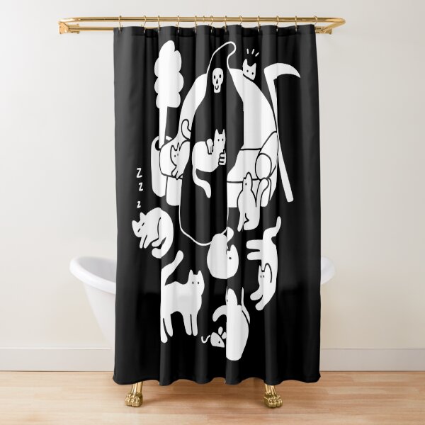 Death And His Cats Shower Curtain