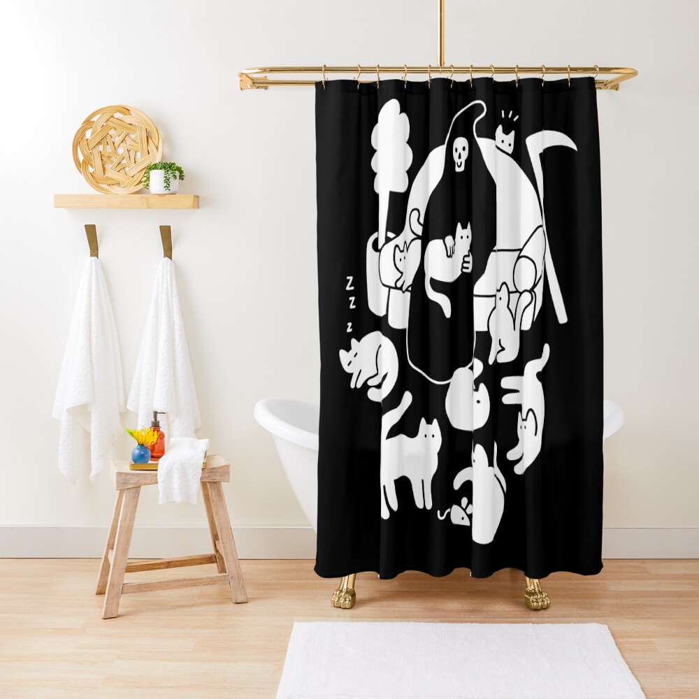 Death And His Cats Shower Curtain