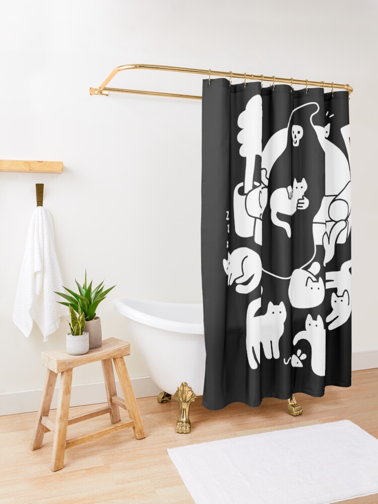 Alternate view of Death And His Cats Shower Curtain