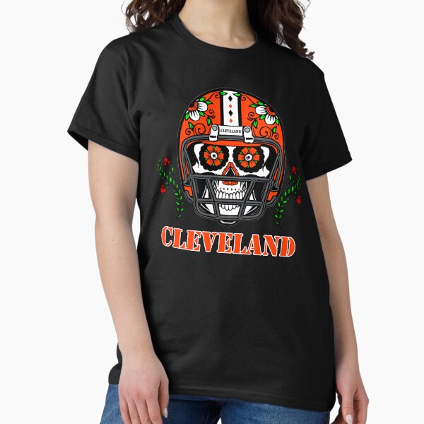 Item preview, Cleveland Football Helmet Sugar Skull Day Of The Dead designed and sold by SpookshowDesign.