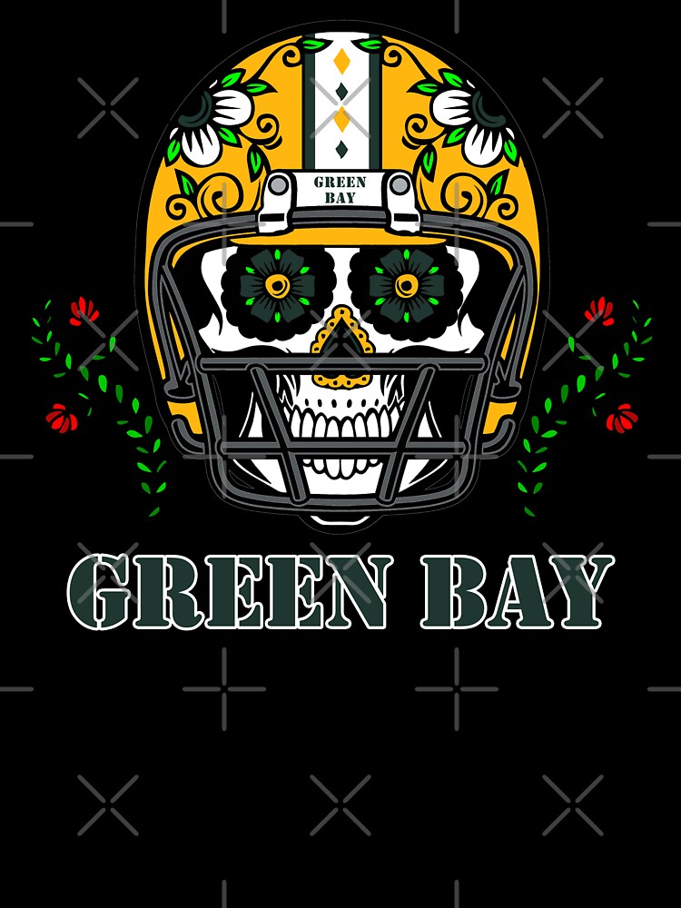 Green Bay Football Helmet Sugar Skull Day Of The Dead T-Shirt Green Bay Football Helmet Sugar Skull Day Of The Dead T-Shirt