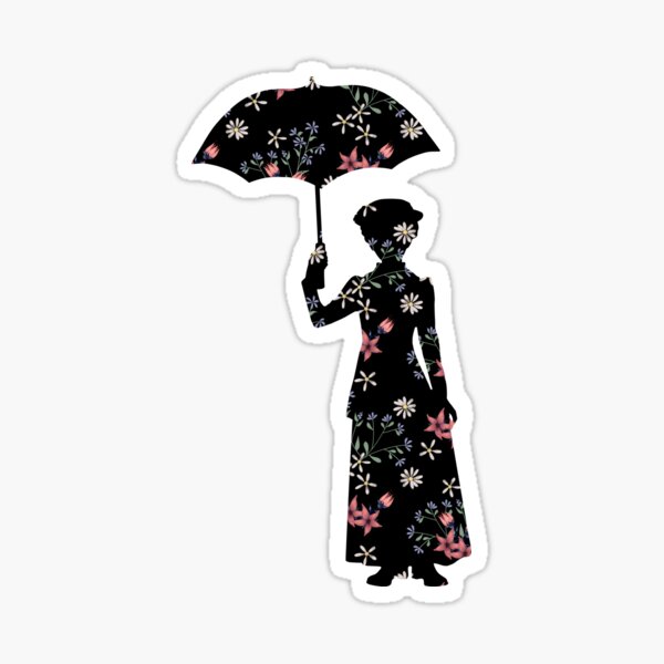 Mary Poppins Floral Silhouette Sticker Sticker