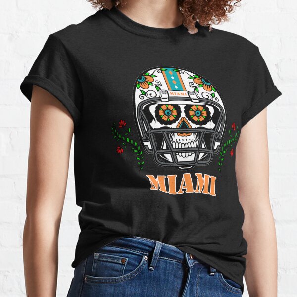 Miami Football Helmet Sugar Skull Day Of The Dead Classic T-Shirt
