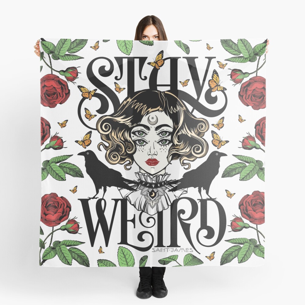 Rose and The Ravens {Stay Weird} Colour Version Scarf