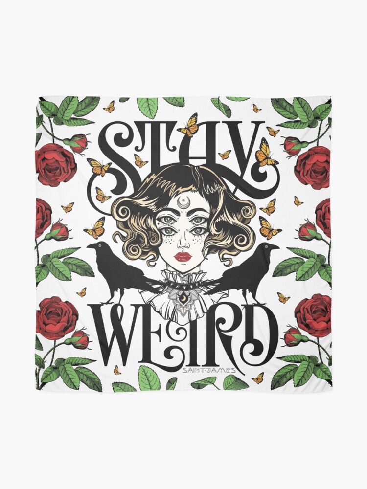 Alternate view of Rose and The Ravens {Stay Weird} Colour Version Scarf