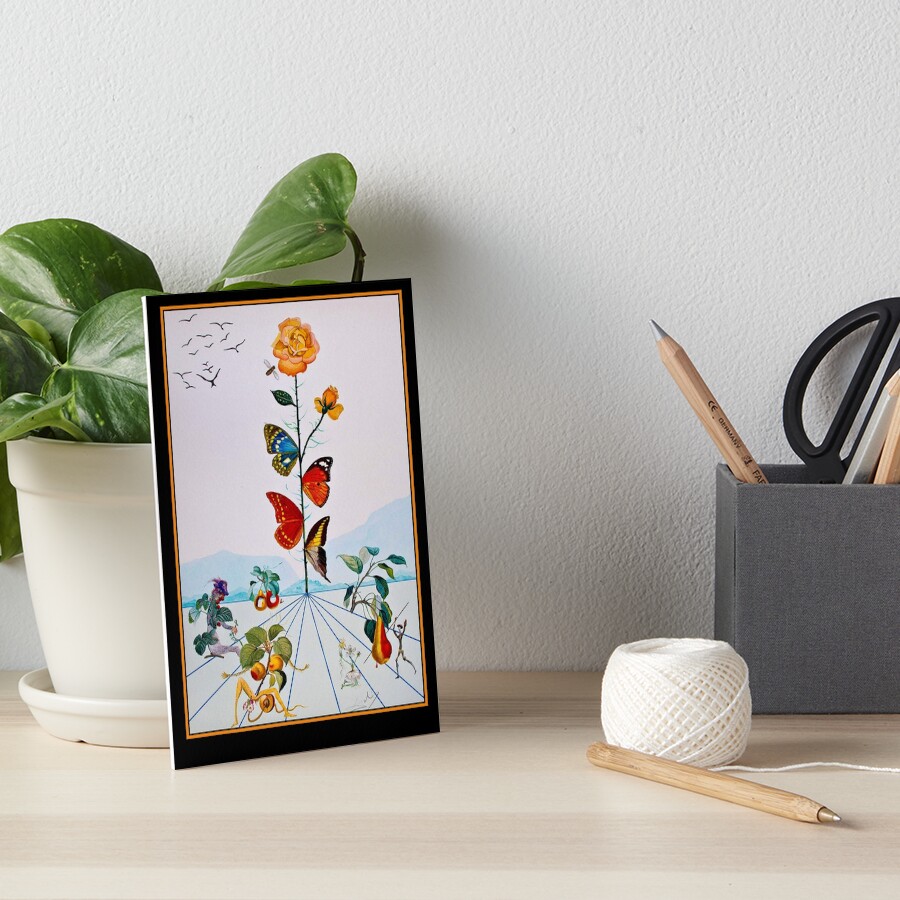 BUTTERFLY ROSE : Vintage Abstract Dali Painting Print Art Board Print
