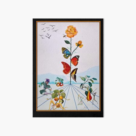 BUTTERFLY ROSE : Vintage Abstract Dali Painting Print Art Board Print