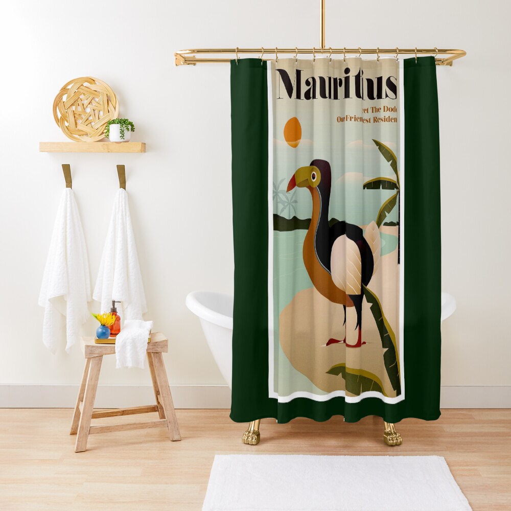 MAURITIUS; Vintage Travel and Tourism Print Shower Curtain