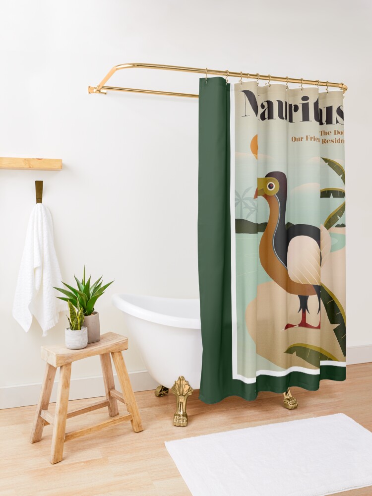 Alternate view of MAURITIUS; Vintage Travel and Tourism Print Shower Curtain