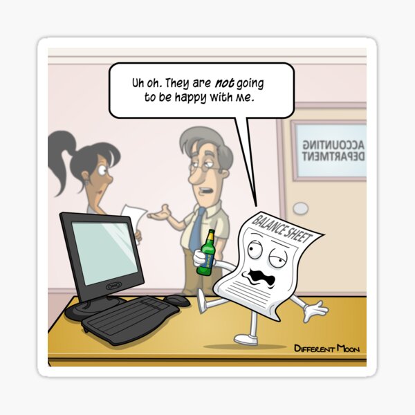 Sticker « Bureau de la comptabilité bilan drôle Pun Cartoon », par ...