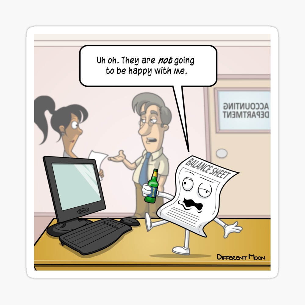 Accounting Office Balance Sheet Funny Pun Cartoon