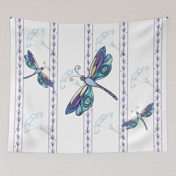 Artikelvorschau, Plum Dragonfly Floral Pattern entworfen und verkauft von EverIris.