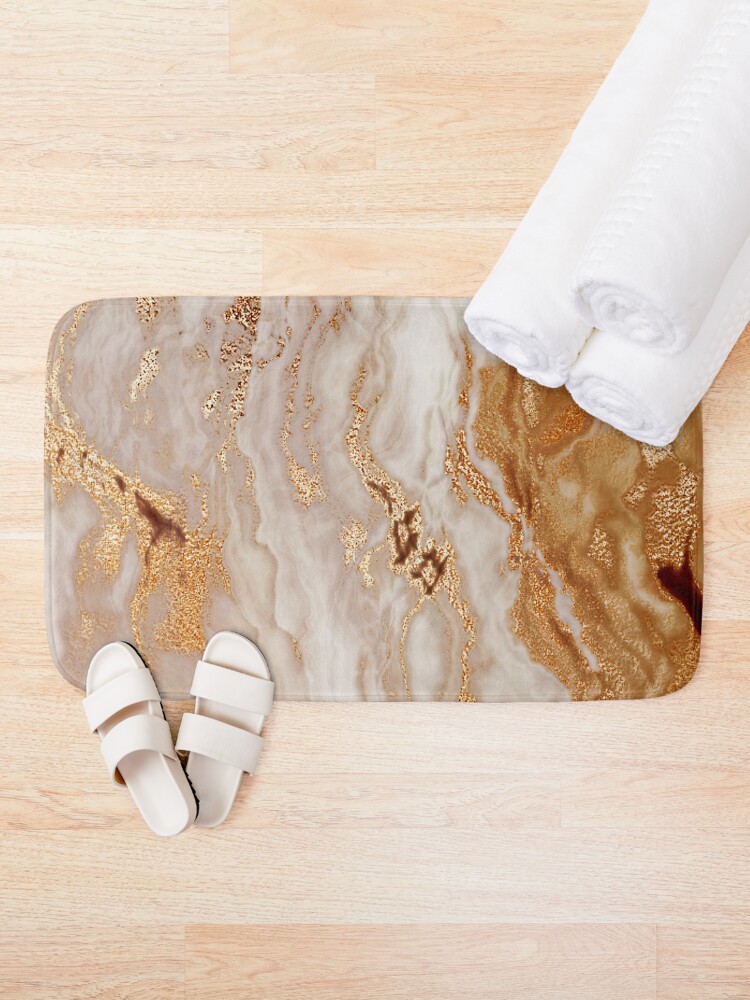 Alternate view of Glamorous Gold (Faux) Glitter Vein (Faux) Marble With (Faux) Copper Sparkles Bath Mat