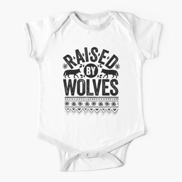 Criado por lobos {Negro + Blanco} Body de manga corta para bebé