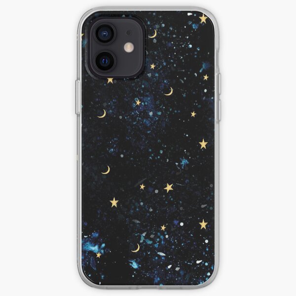Starry night moon and stars phone case in iPhone and Samsung Galaxy. iPhone Soft Case