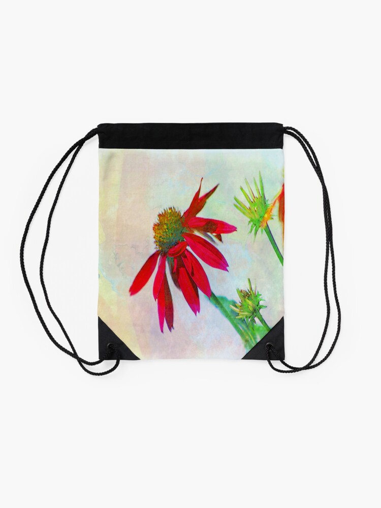 Alternate view of Red Gerbera Graphic Drawstring Bag