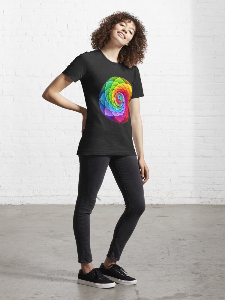 Healing Lotus Rainbow Yin Yang Psychedelic Mandala Essential T-Shirt for  Sale by Rebecca Wang