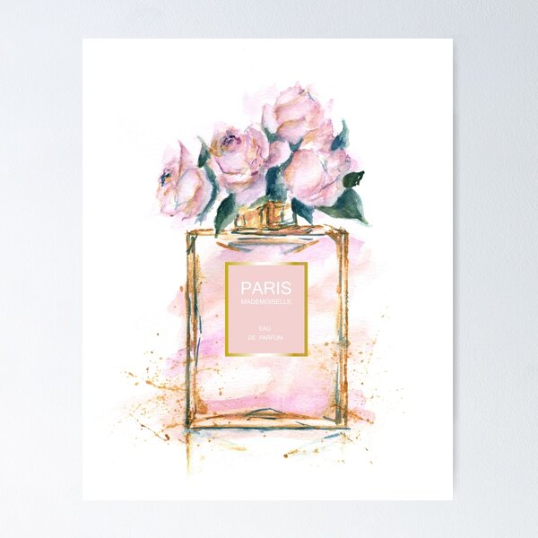 Love Perfume Print Pink Wall Art Perfume Poster Fashion 