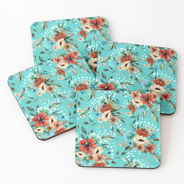 Item preview, Watercolor Spring Floral Teal designed and sold by oppositedge.