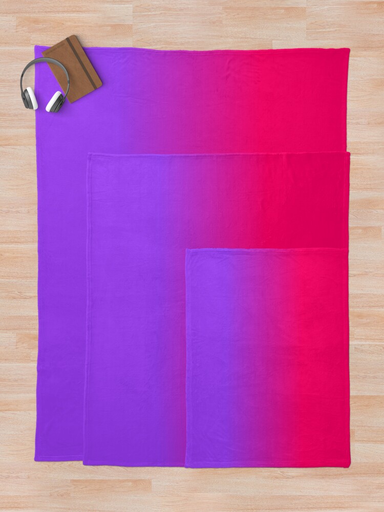 "Neon Purple and Neon Pink Ombre Shade Color Fade" Throw Blanket by