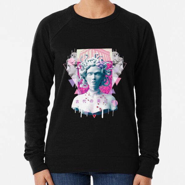 Medusa Statue Vaporwave Aesthetic Lightweight Sweatshirt