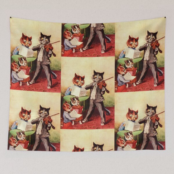 Aperçu de l'œuvre Famille de chats musicaux par Louis Wain créée et vendue par karwilberevivalcollection.