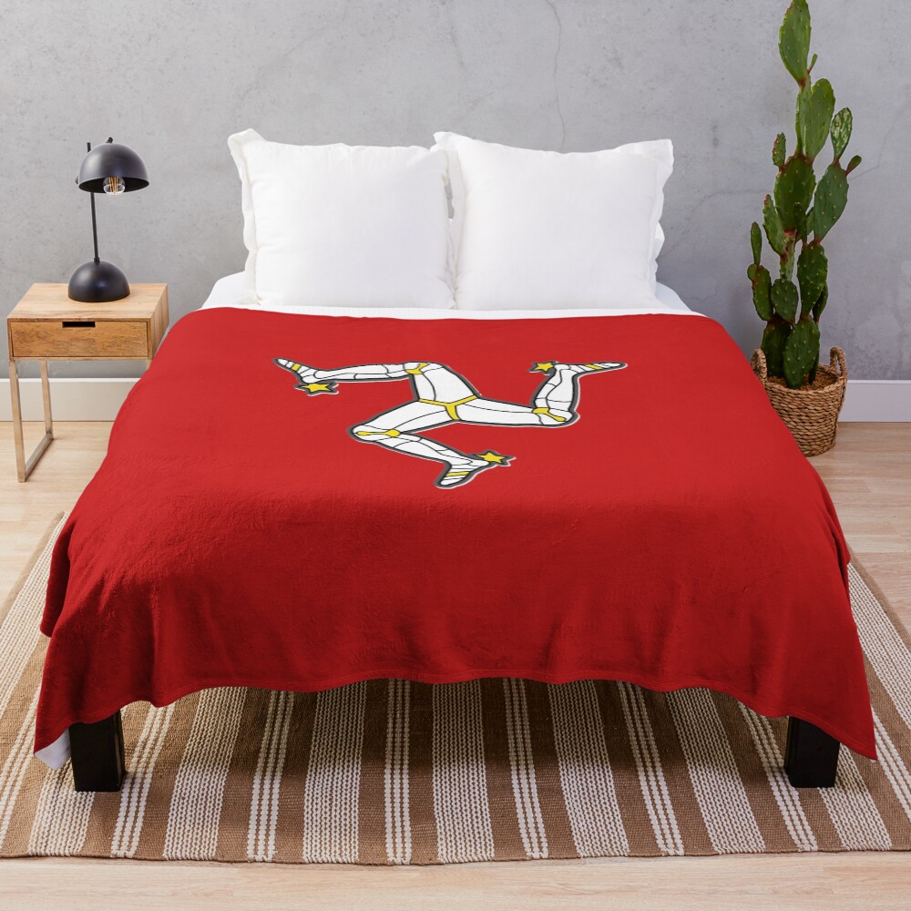 Isle Of Man 3 Legs Of Man Traditional Manx Flag Celtic Triskelion Throw Blanket